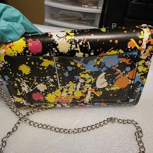 Vibrant Splatter Crossbody Bag with Chain Strap